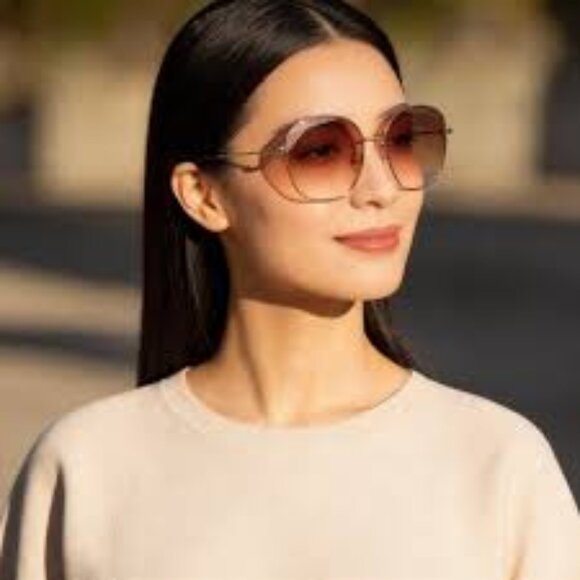 Missoni MIS 0014/S 06K3 HA Sunglasses Gold Geometric Frame, Brown Lenses main image 10